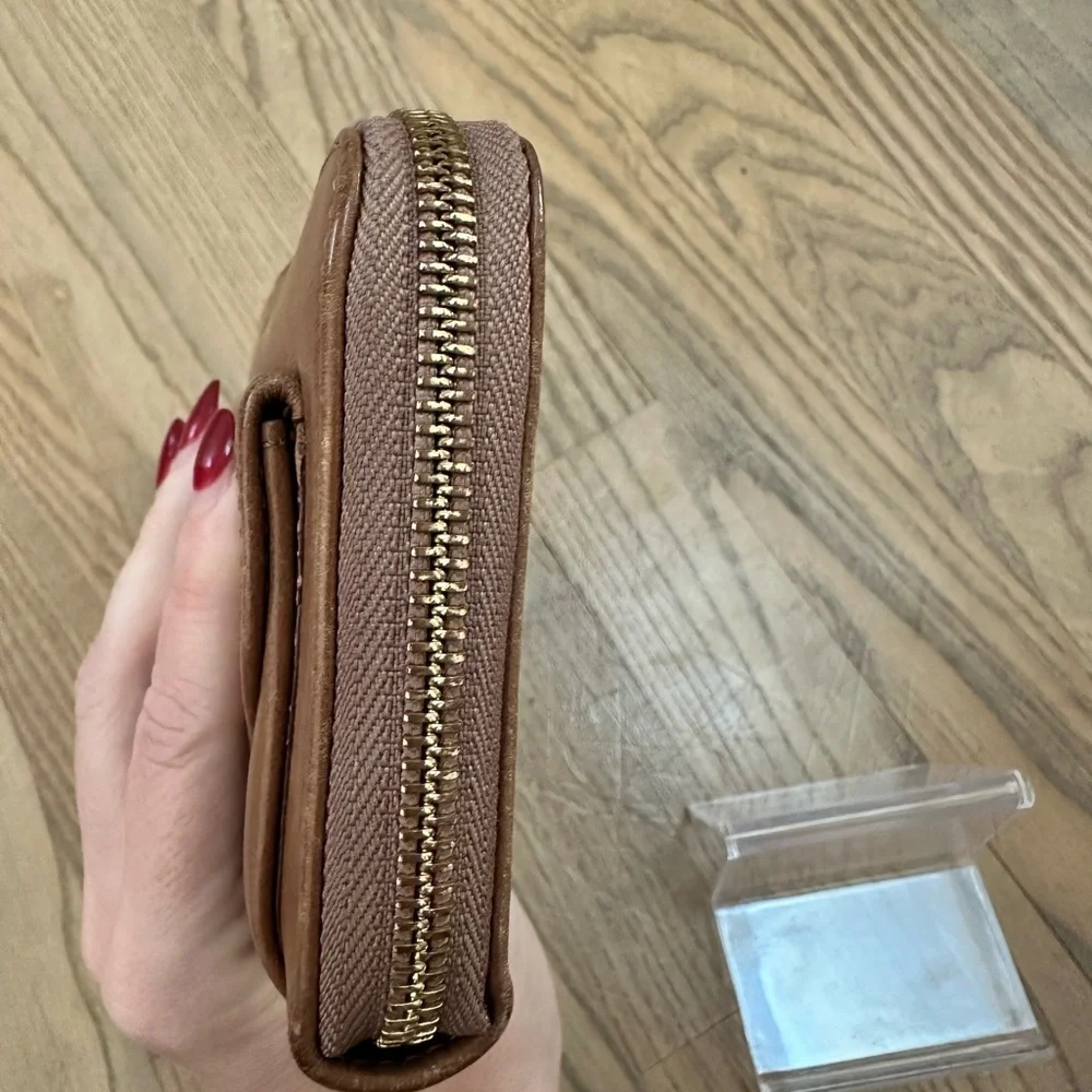 Chloe Brown Leather Wallet with Gold Accents